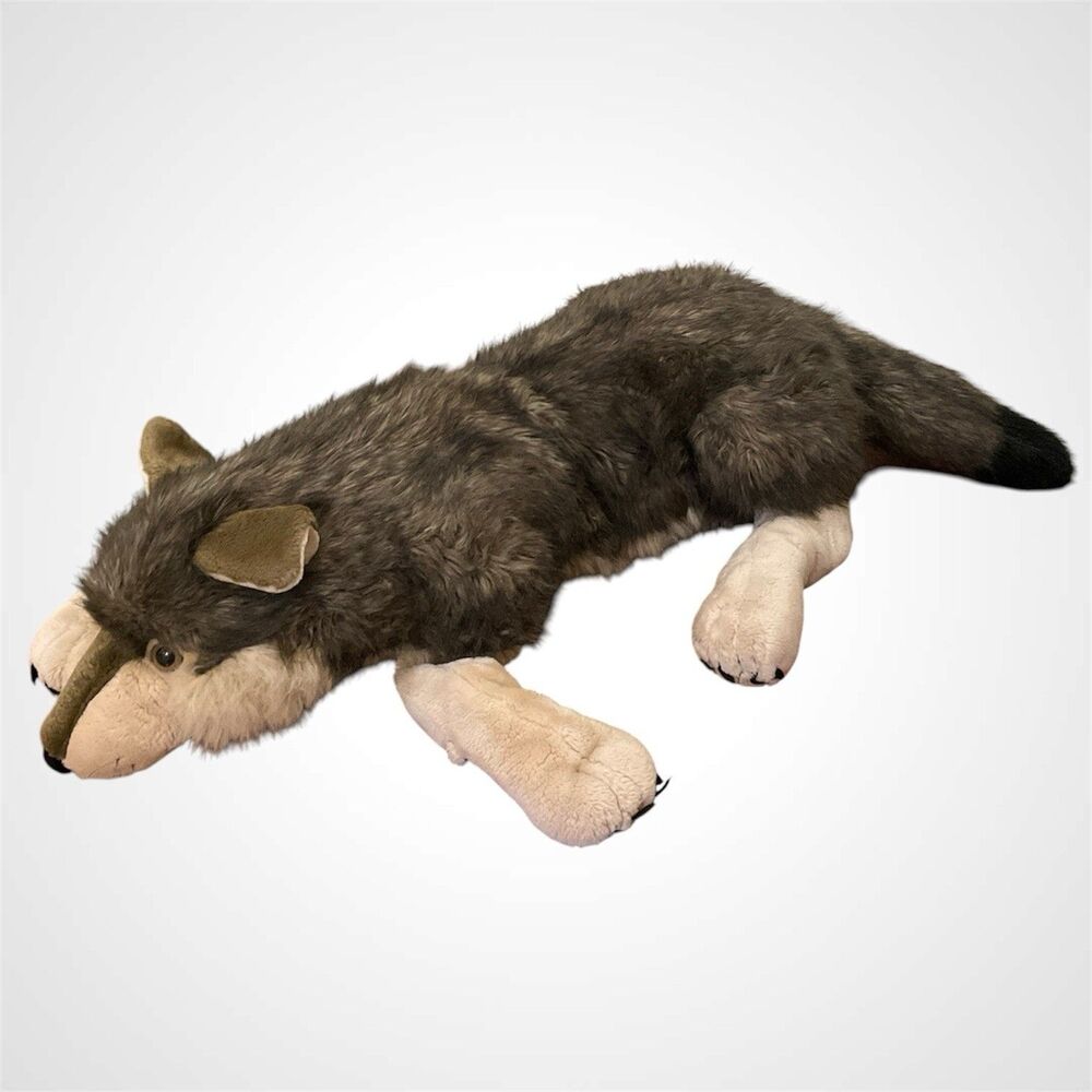 K&M Realistic Timber Gray Jumbo Wolf Plush Giant Stuffed Animal Plush Toy 30"